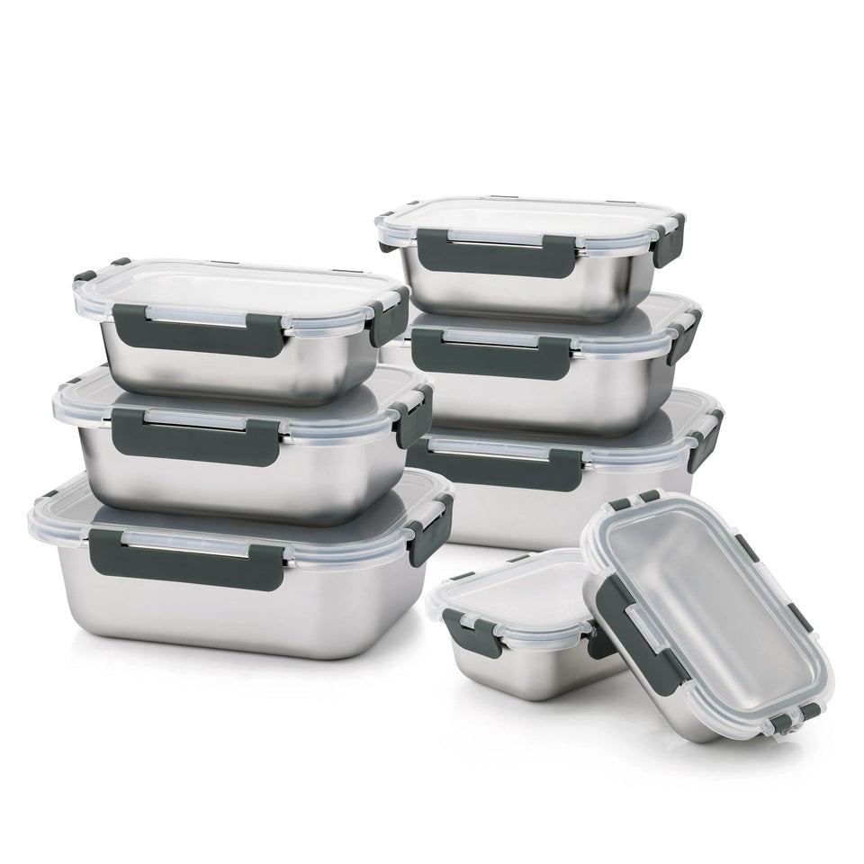 Cuiselect 8-pcs lunch box set in gray for versatile meal prep and organization