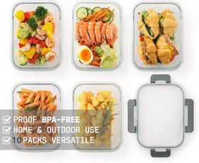 Cuiselect airtight locking lids shown on glass containers for freshness