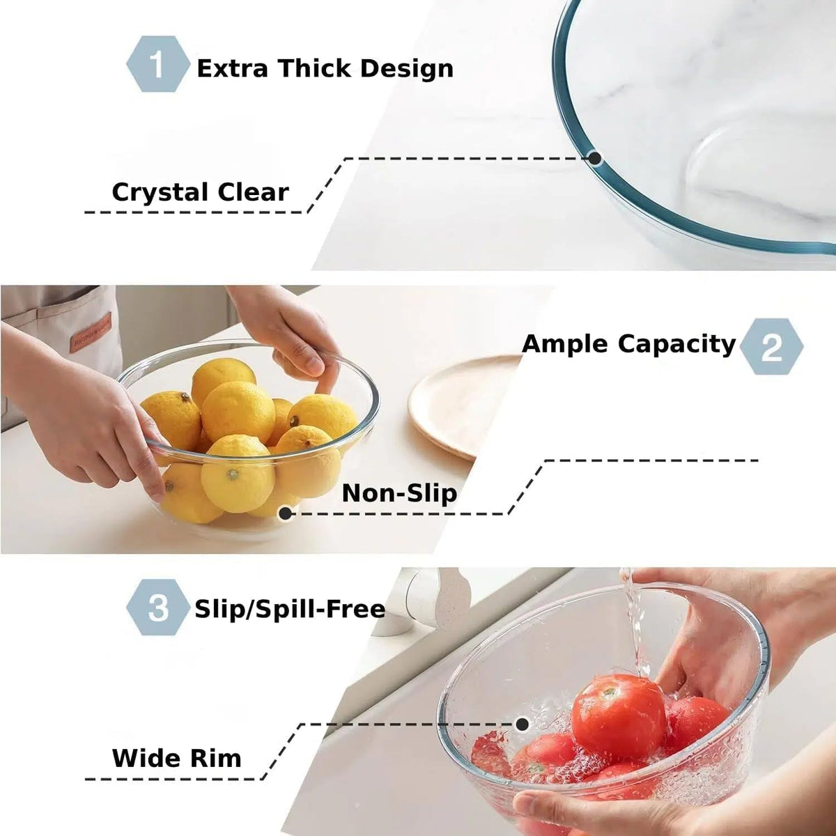 Cuiselect borosilicate bowls, durable and dishwasher safe for daily cooking.