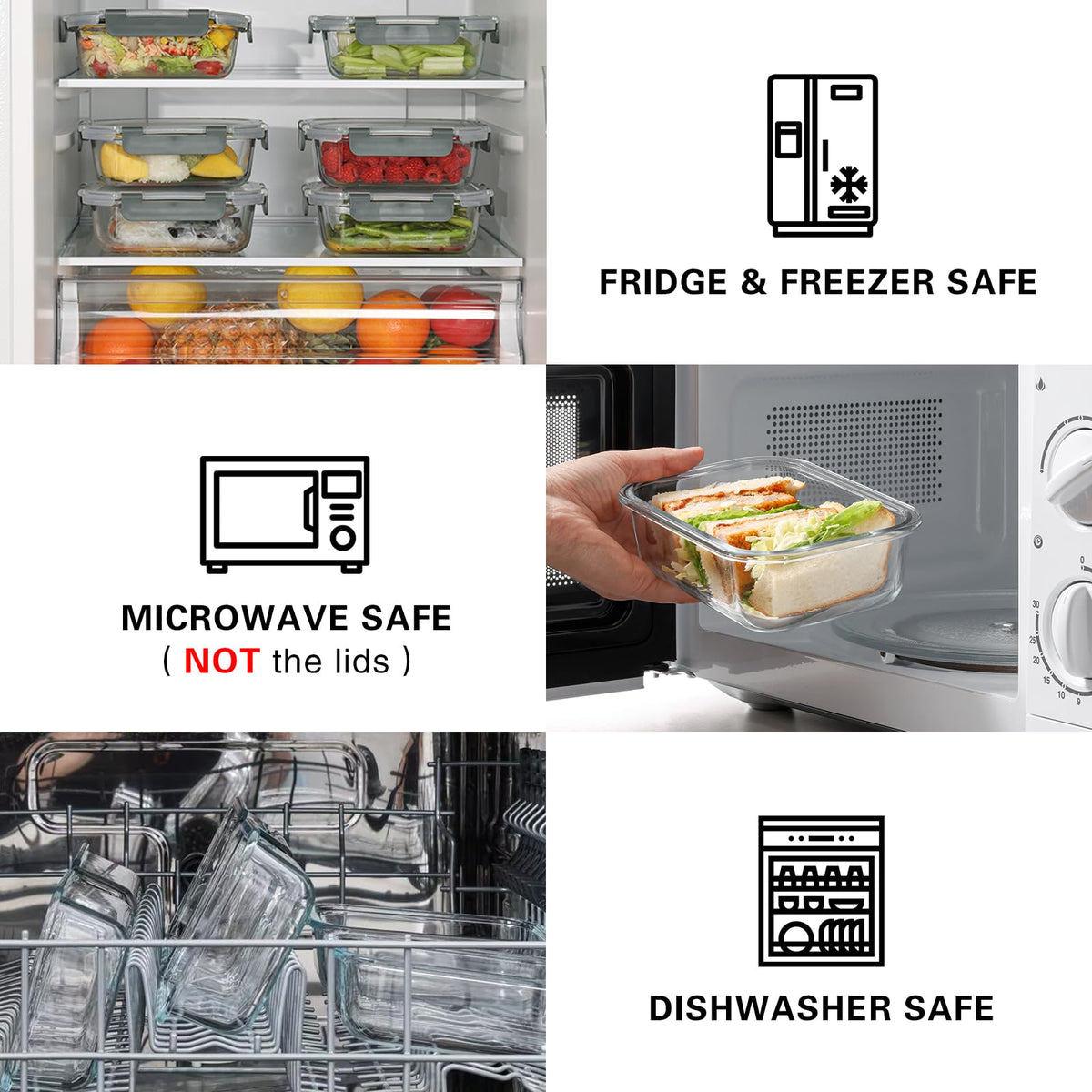 Cuiselect glass meal prep containers stacked neatly for compact fridge organization