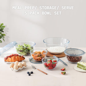Cuiselect glass mixing bowls with lids, clear borosilicate view for precise prep.
