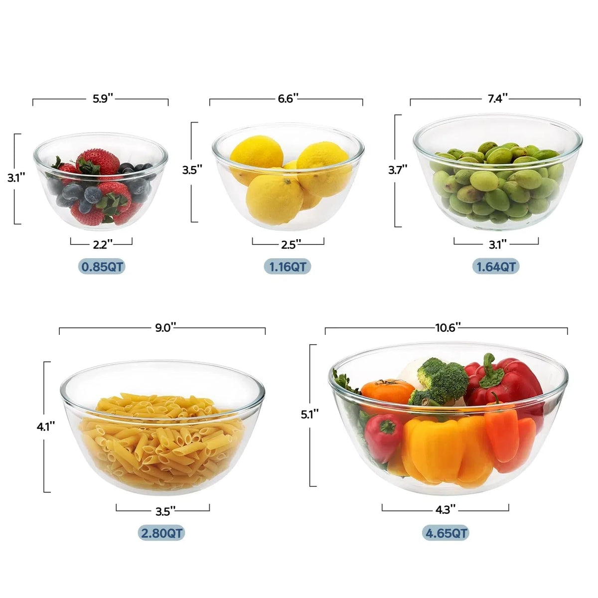 Cuiselect glass bowls stack neatly, saving space in compact kitchens.