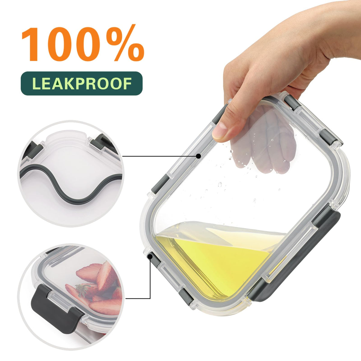 Cuiselect glass containers illustrate microwave, oven, freezer, and dishwasher compatibility