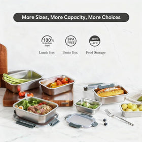 Cuiselect stackable bento boxes in four sizes save fridge space and simplify portions
