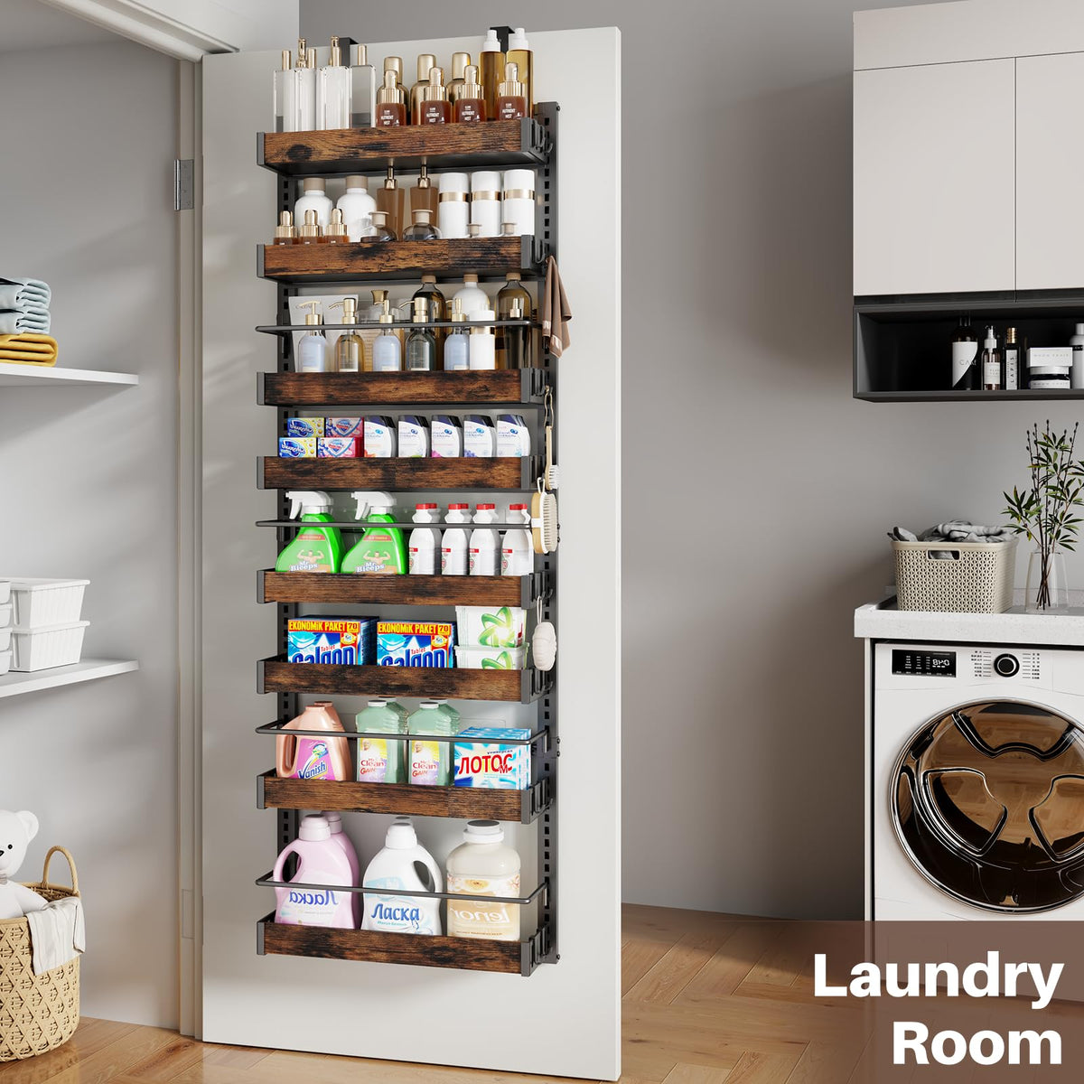 CUISIBOT pantry organizer with 16 hooks for hanging tools and bags