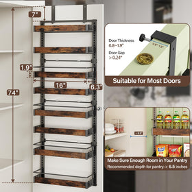 CUISIBOT 8-tier over-the-door pantry organizer side view highlighting compact profile