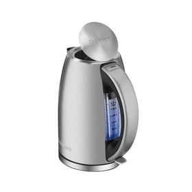 Cuisinart 1.7L electric kettle lid open showing easy filling and wide access.