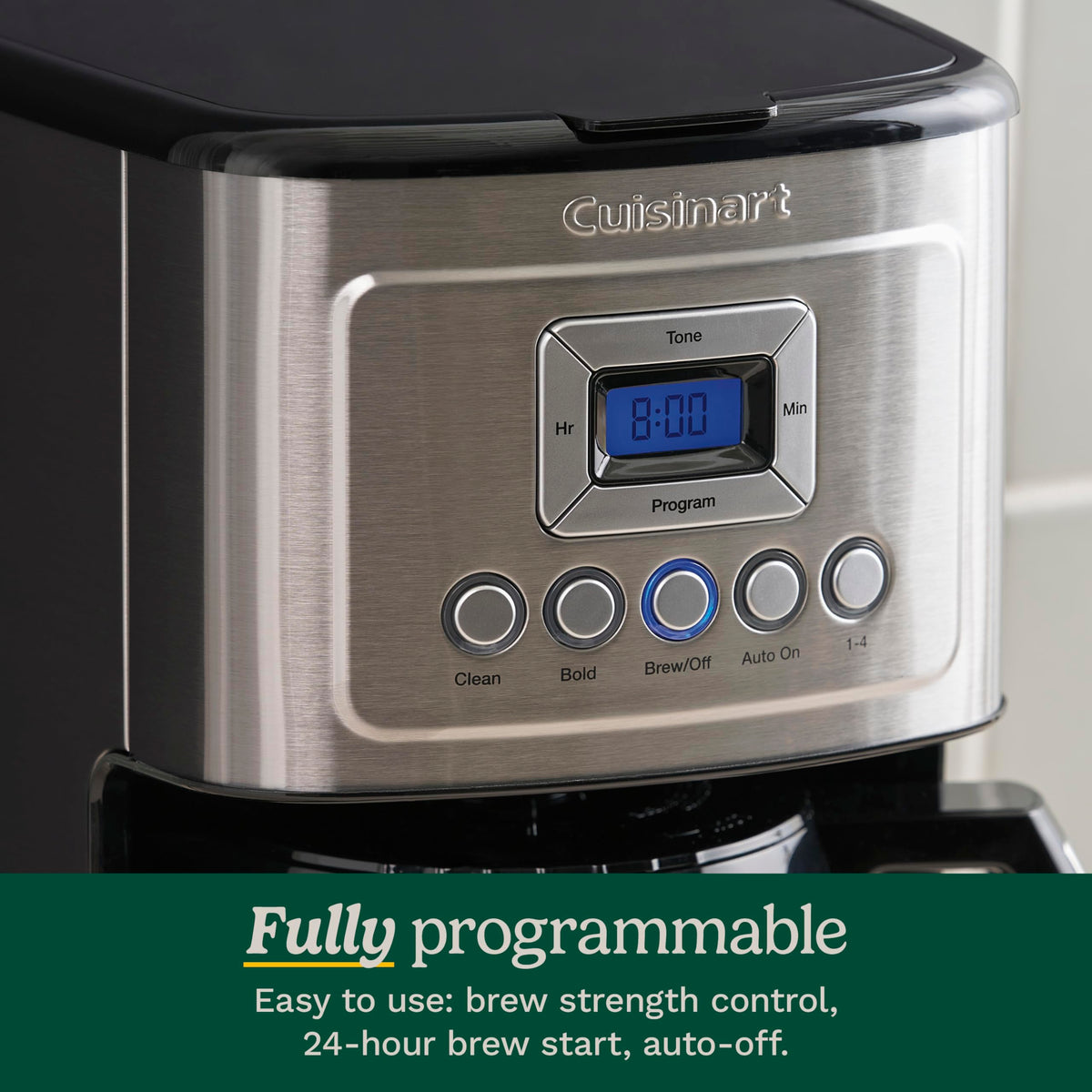 Cuisinart 12-Cup Coffee Maker 1-4 cup setting for smaller brews.