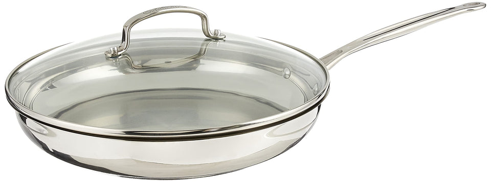 Cuisinart 12-inch skillet with glass cover showing even heating for searing