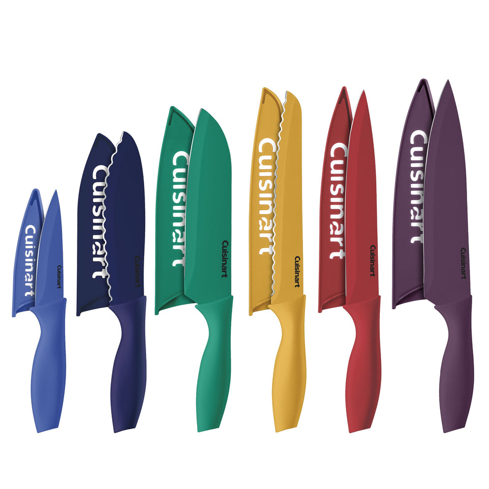 Cuisinart 12-piece ceramic-coated knives set with color coding for safer, organized prep