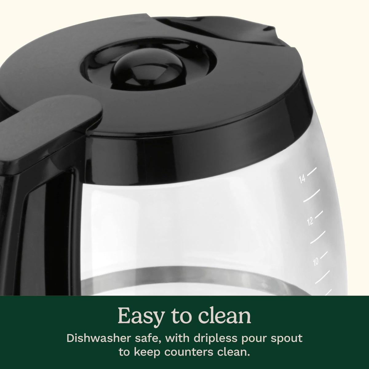 Cuisinart 14-cup glass carafe provides clear brew visibility