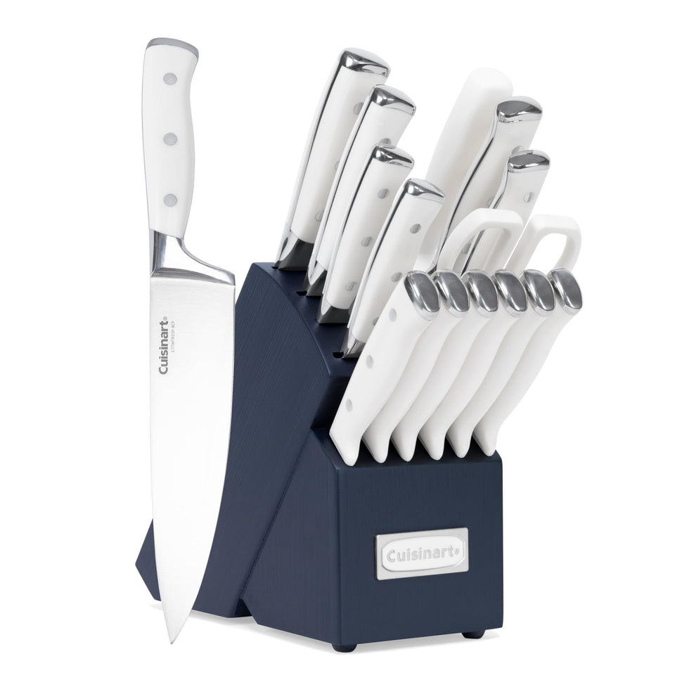 Cuisinart 15-piece knife set in block featuring high-carbon forged blades