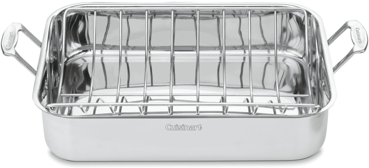 Cuisinart 16-inch roasting pan side view highlighting large capacity for roasts