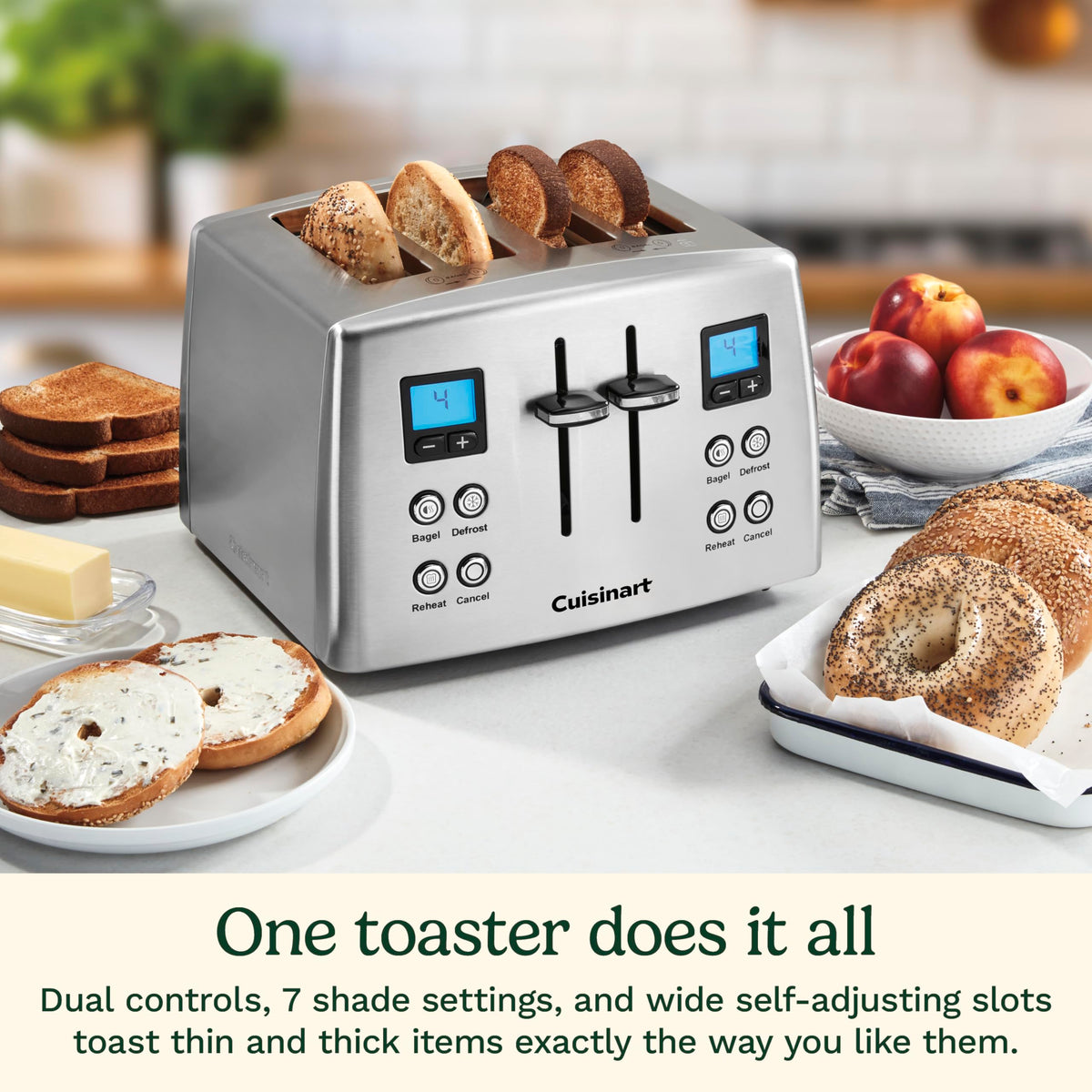 Cuisinart CPT-435P1 toaster offers defrost and reheat for frozen slices