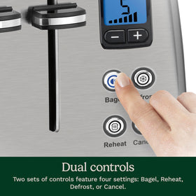 Cuisinart CPT-435P1 toaster features dual independent controls for two toasts