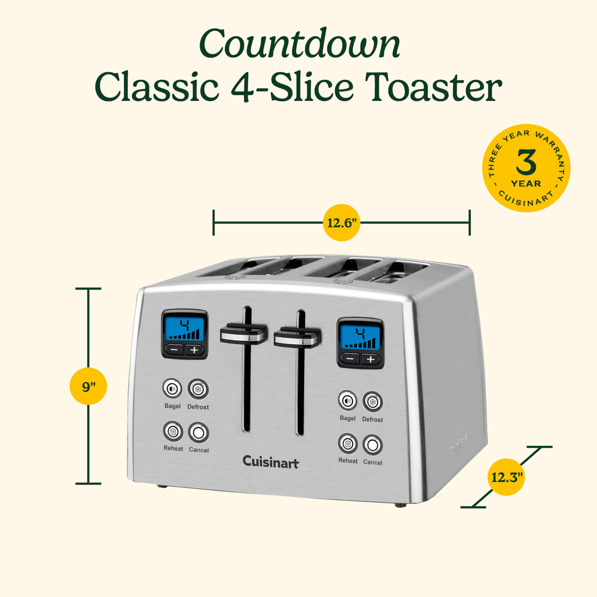 Cuisinart CPT-435P1 toaster stainless steel housing on countertops