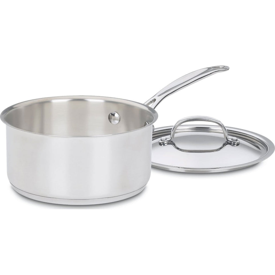 Cuisinart 2-quart saucepan with cover, highlighting a tight lid for moisture retention