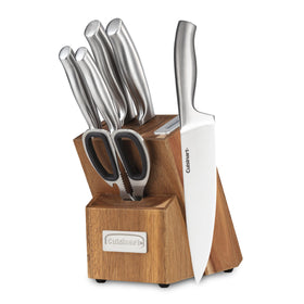 Cuisinart 7pc cutlery block with built-in sharpener for convenient edge maintenance
