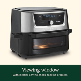 Cuisinart air fryer oven baking brownies and roasting a chicken.