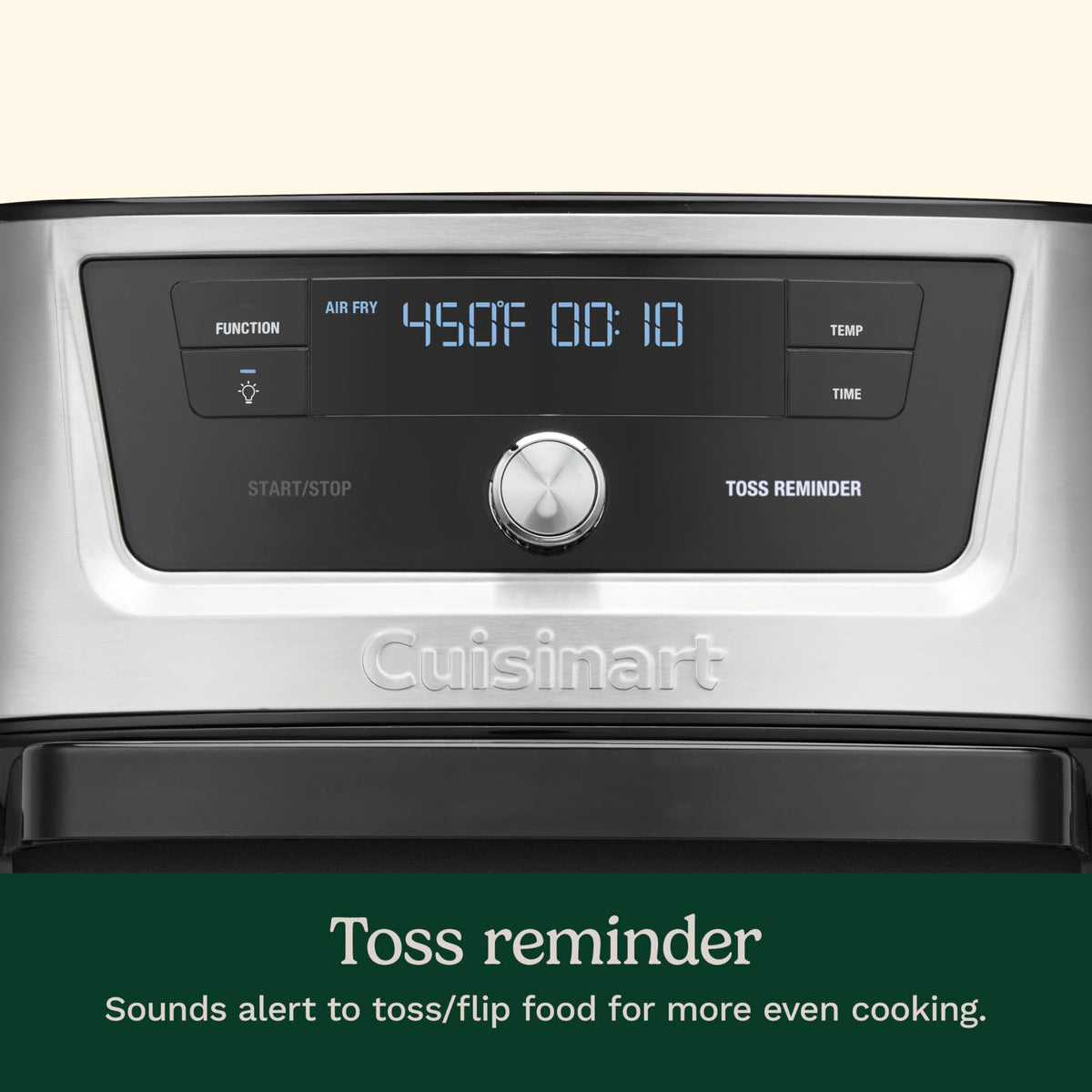 Cuisinart air fryer oven divider helps batch cook different foods.