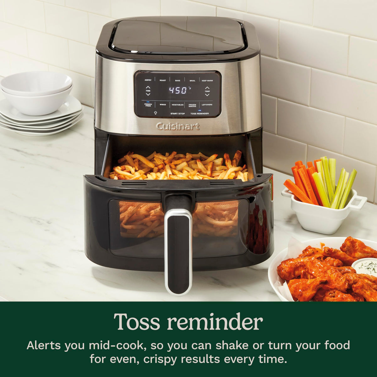 Cuisinart air fryer toss reminder for even crisping