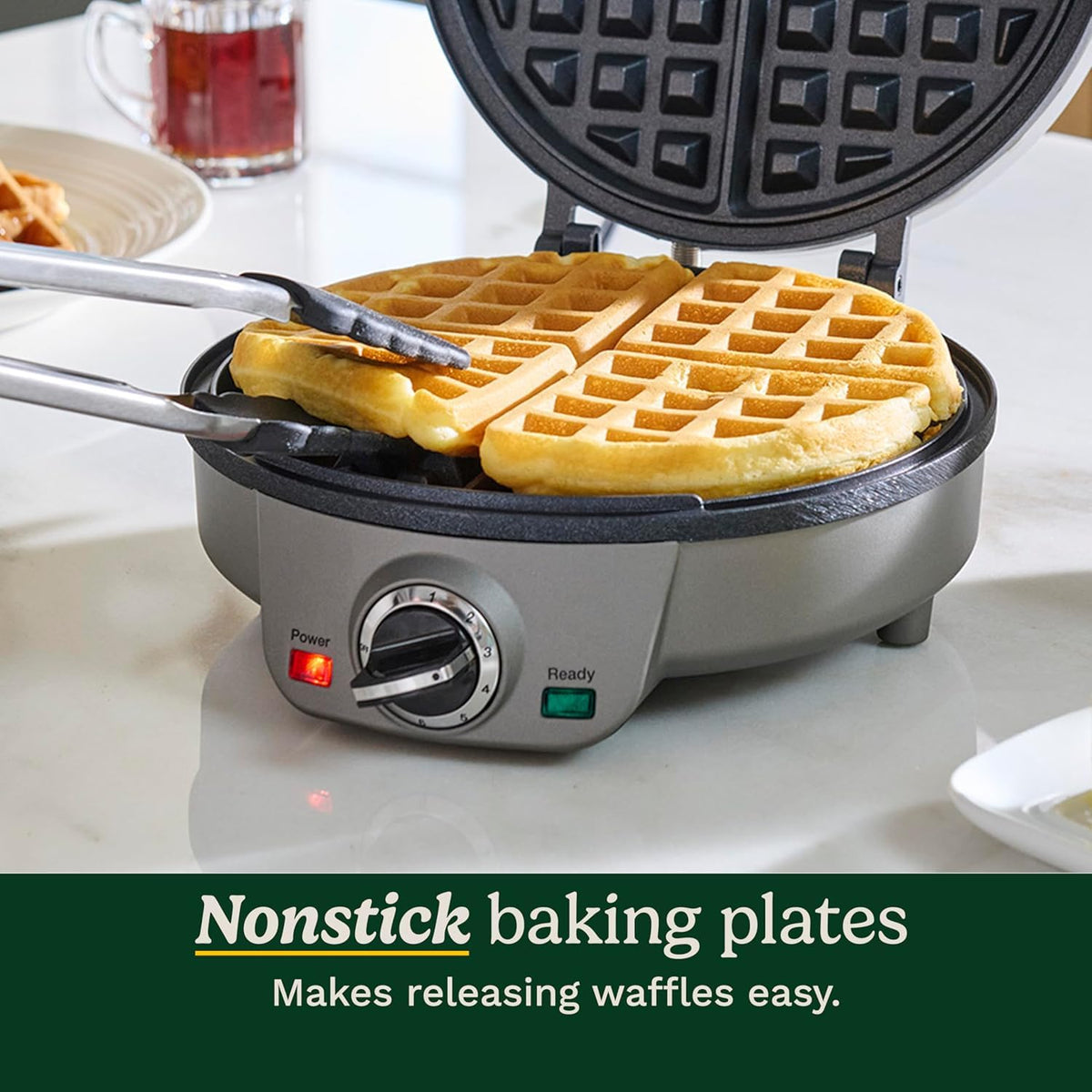 Cuisinart Belgian Waffle Maker round compact storage stands upright