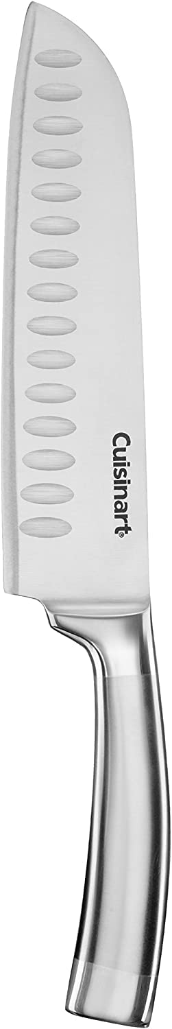 Cuisinart block knife set with 7-inch Santoku knife for versatile prep.