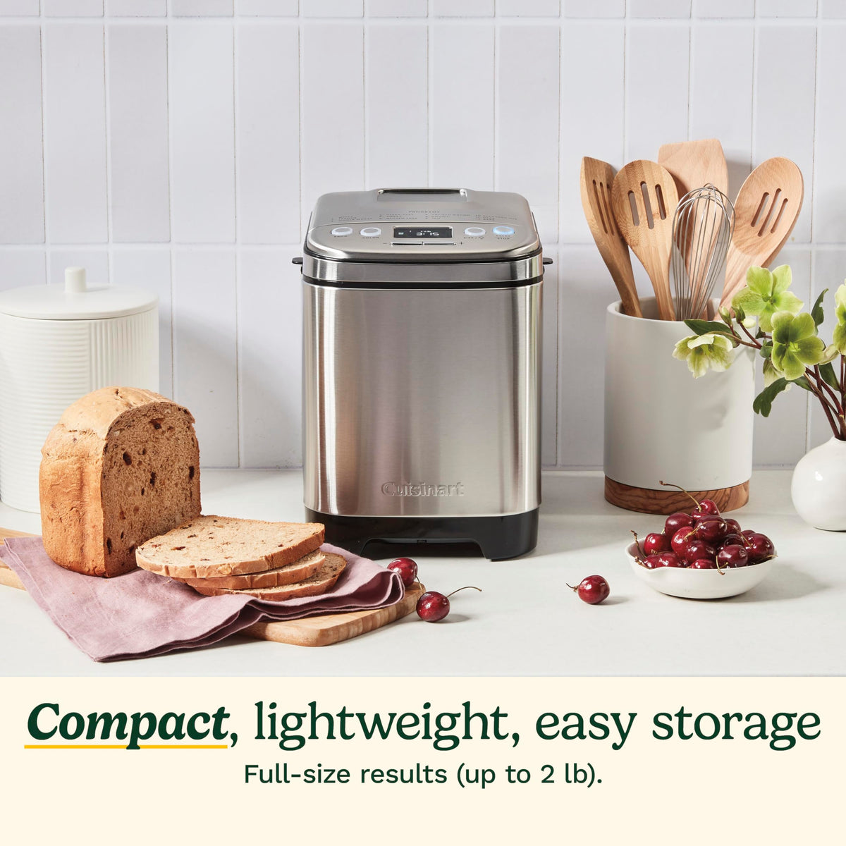Cuisinart bread maker crust color options highlighted for customizable loaves.