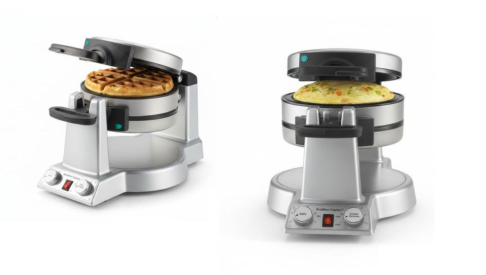 Cuisinart Breakfast Express waffle plate showing even browning for café-quality waffles.