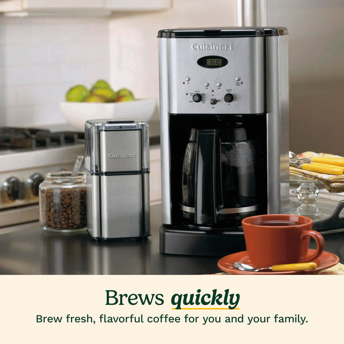 Cuisinart Brew Central dripless carafe spout reduces spills.