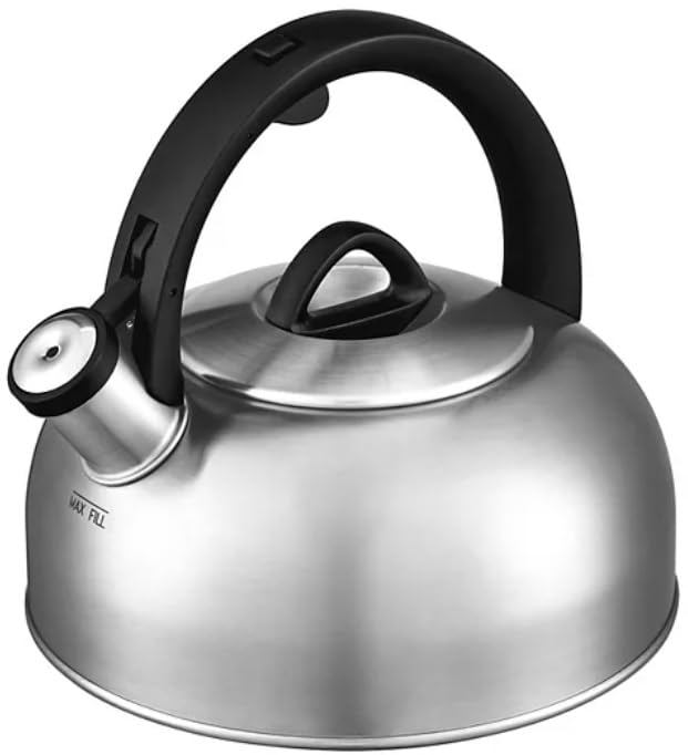 Cuisinart brushed stainless 2qt teakettle with ergonomic handle for easy, safe tea brewing.