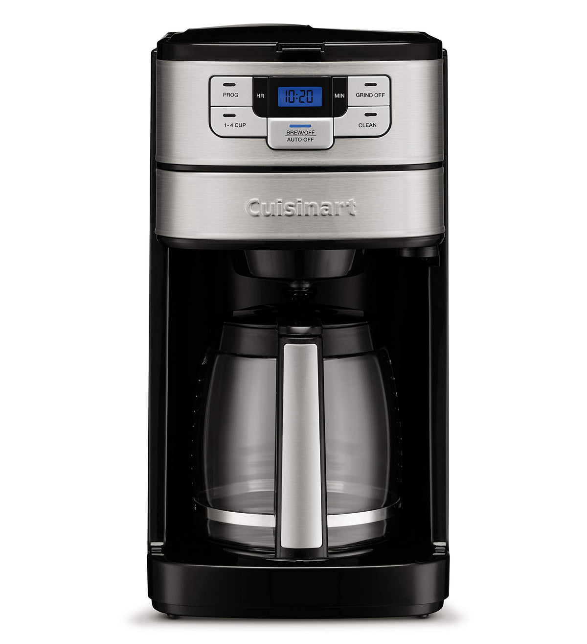 Cuisinart built-in grinder in action during brewing demonstrates fresh ground flavor.