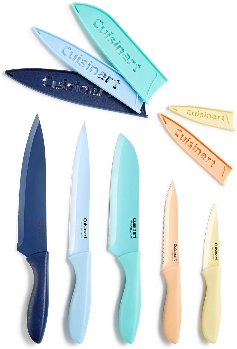 Cuisinart C55-10PCERM ceramic-coated knife set blades ready for smooth slicing
