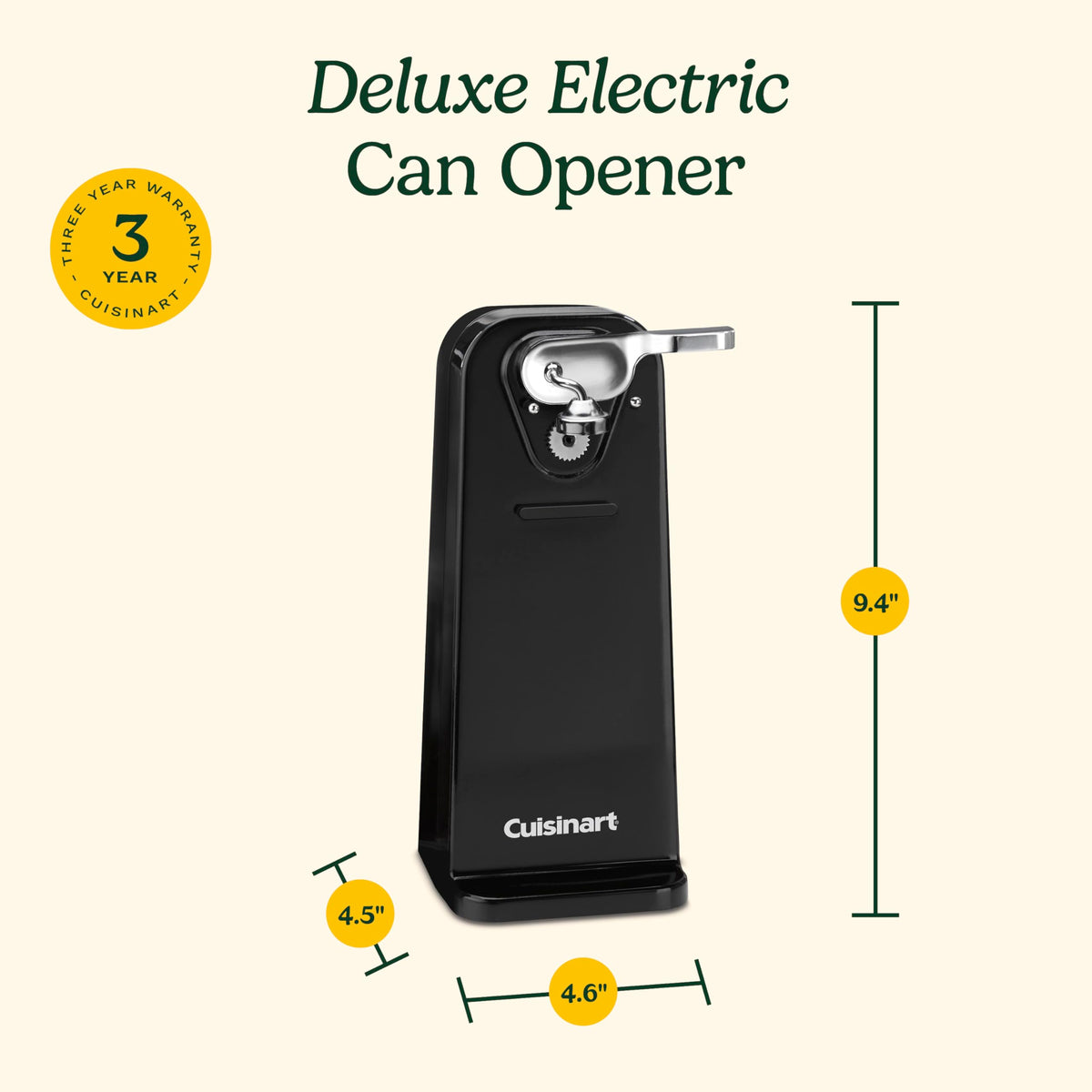 Cuisinart can opener with detachable activation lever allows thorough cleaning after use