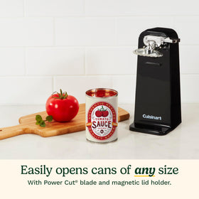 Cuisinart can opener with magnetic lid holder keeps lids within reach and tidy