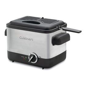 Cuisinart CDF-100NAS deep fryer in brushed stainless for quick, even frying at home.