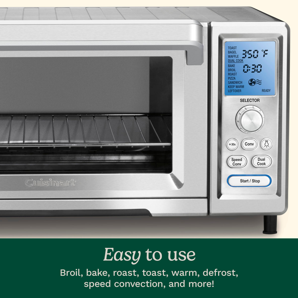 Cuisinart Chef's Convection Toaster Oven bread slices toasting evenly on the rack.