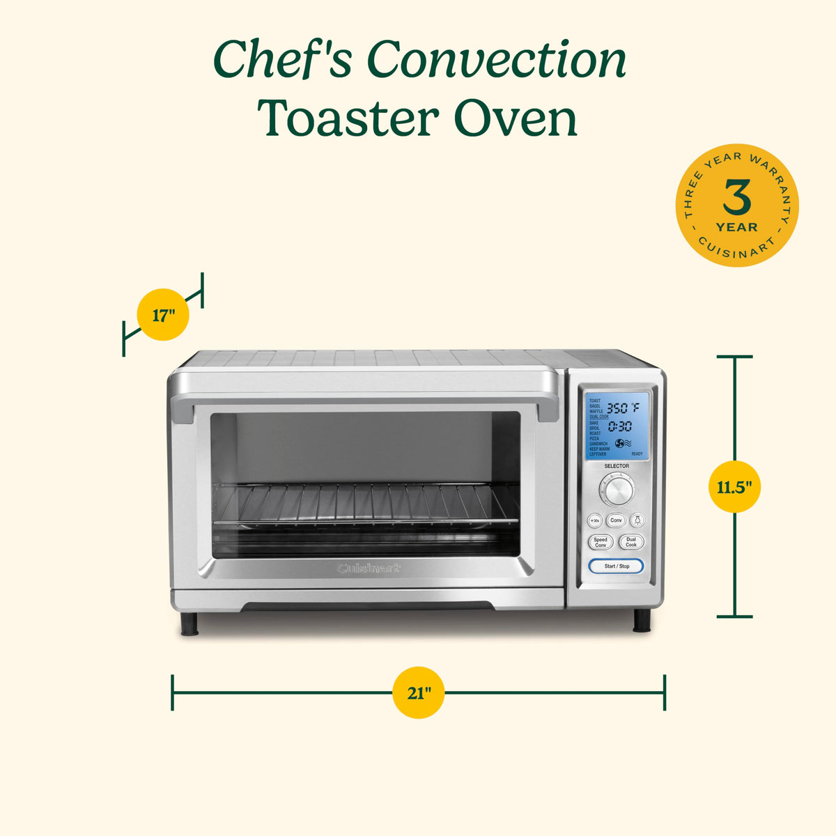 Cuisinart Chef's Convection Toaster Oven even toast control in action, crisping bread evenly.