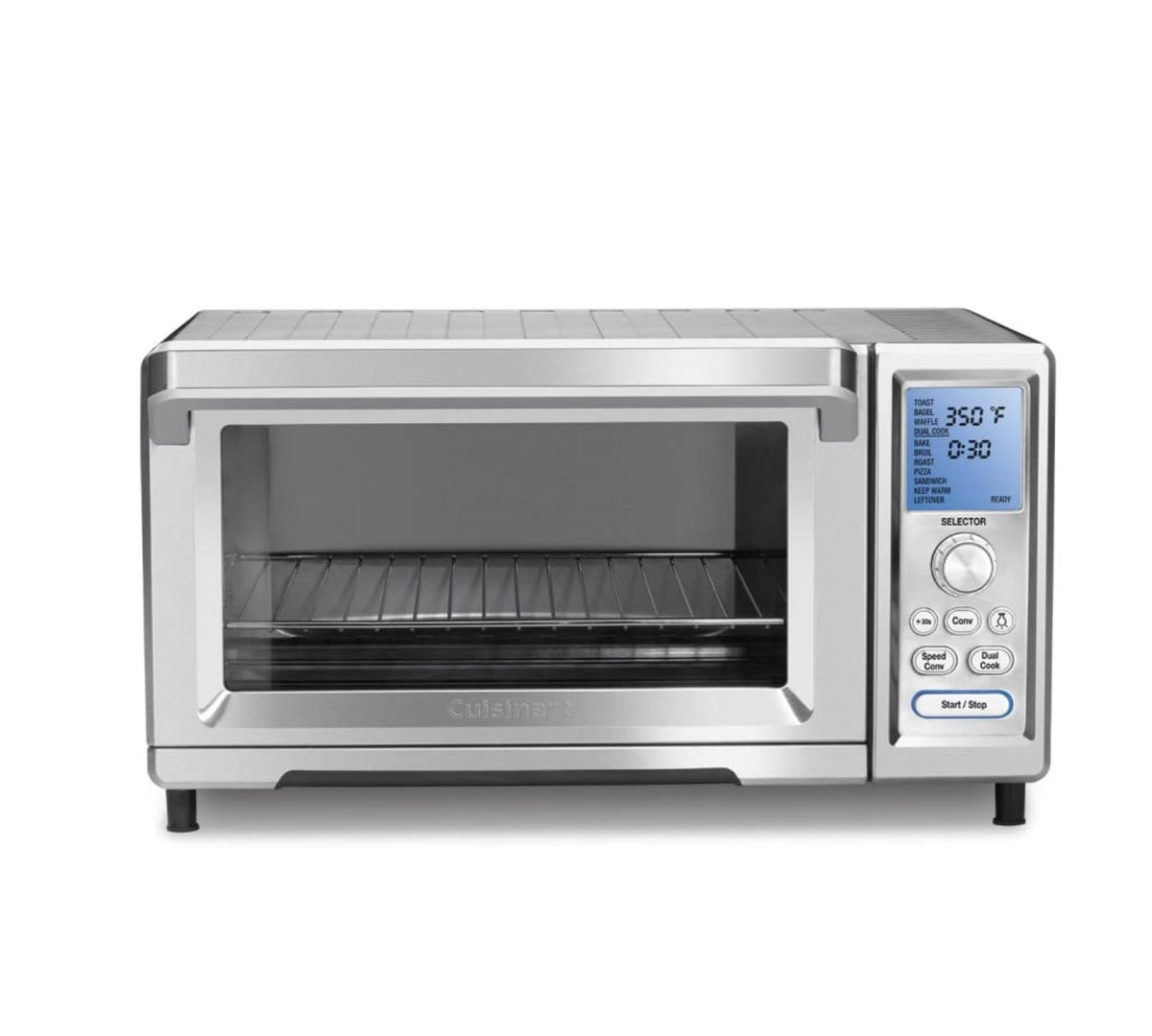Cuisinart Chef's Convection Toaster Oven front view with sleek stainless steel for stylish, space-saving meals.