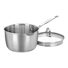 Cuisinart Chef's Classic 3qt saucepan cover seals moisture for flavorful dishes.