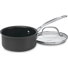 Cuisinart Chef's Classic hard anodized 1-quart saucepan ensures even heat and easy nonstick release.