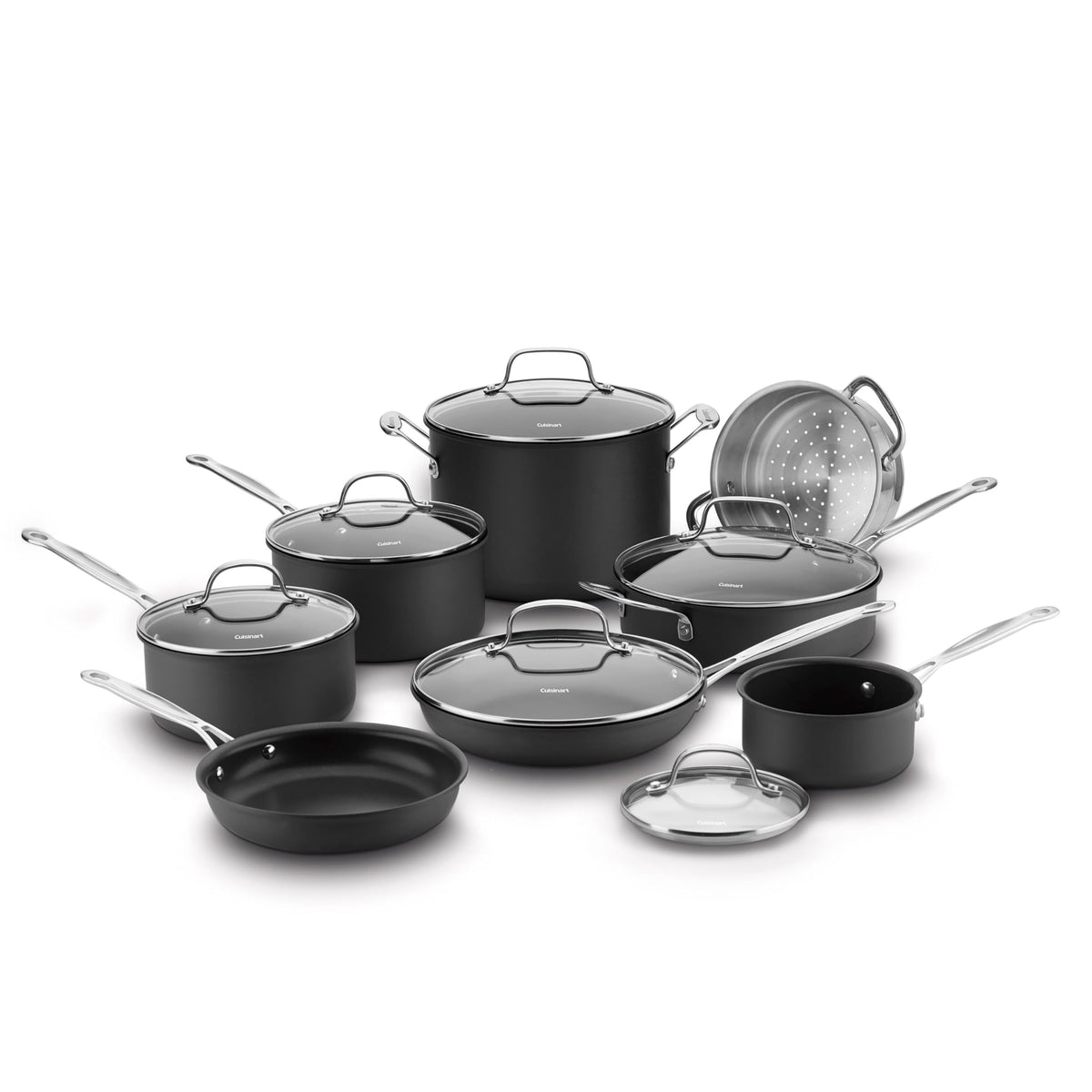 Cuisinart Chef's Classic nonstick set, front view, for easy release and quick cleanup