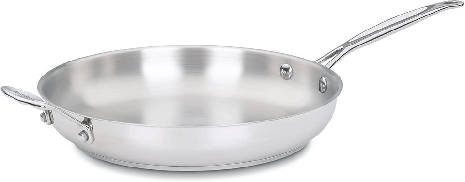 Cuisinart Chef's Classic 12-inch stainless open skillet showing sloped sides for tossing and sautéing