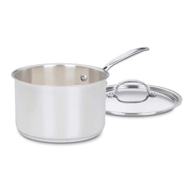 Cuisinart Chef's Classic stainless 4-quart saucepan with cover for even heat and moisture-locking lid.
