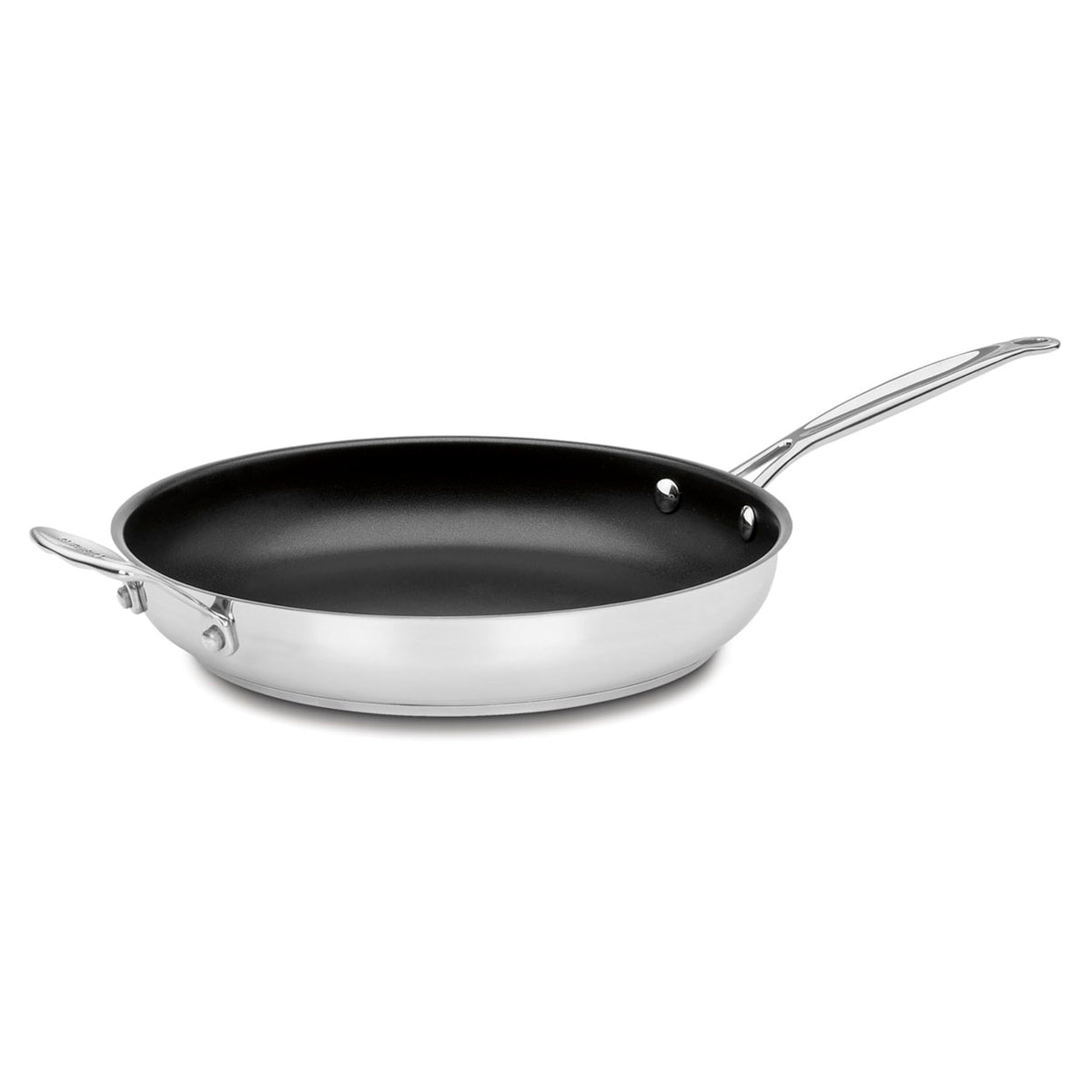 Cuisinart Chef's Classic 12-inch skillet with helper handle for easy maneuvering and even heating.