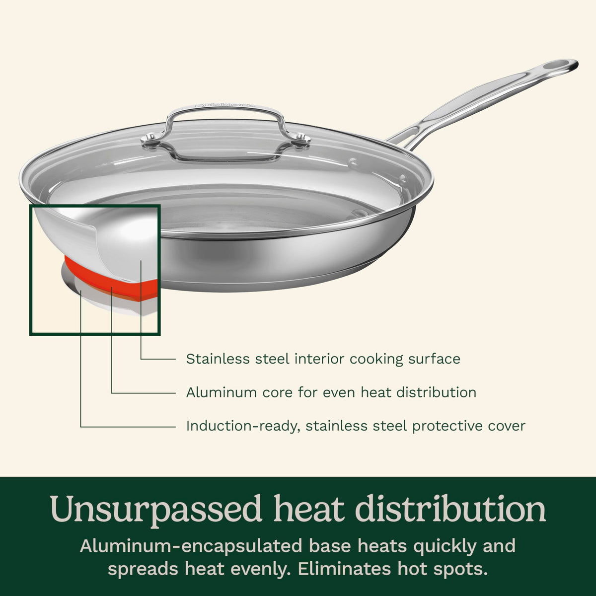 Cuisinart Chef's Classic stainless skillet highlights durability and even browning