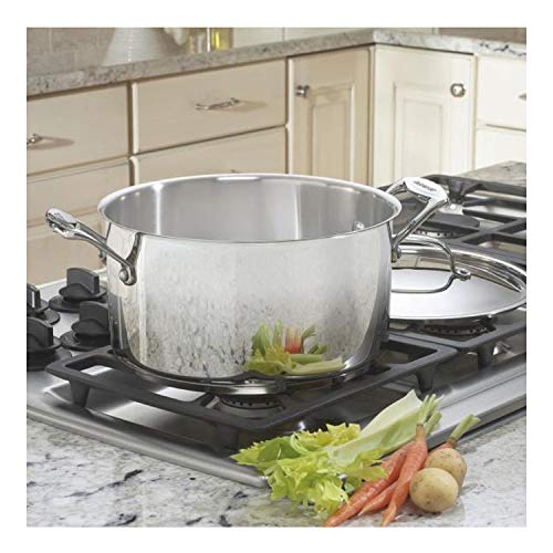 Cuisinart stockpot side view highlighting cool grip handle for safe lifting