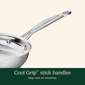 Cuisinart Chef's Classic steel 12-inch skillet with glass cover for browning sauces.