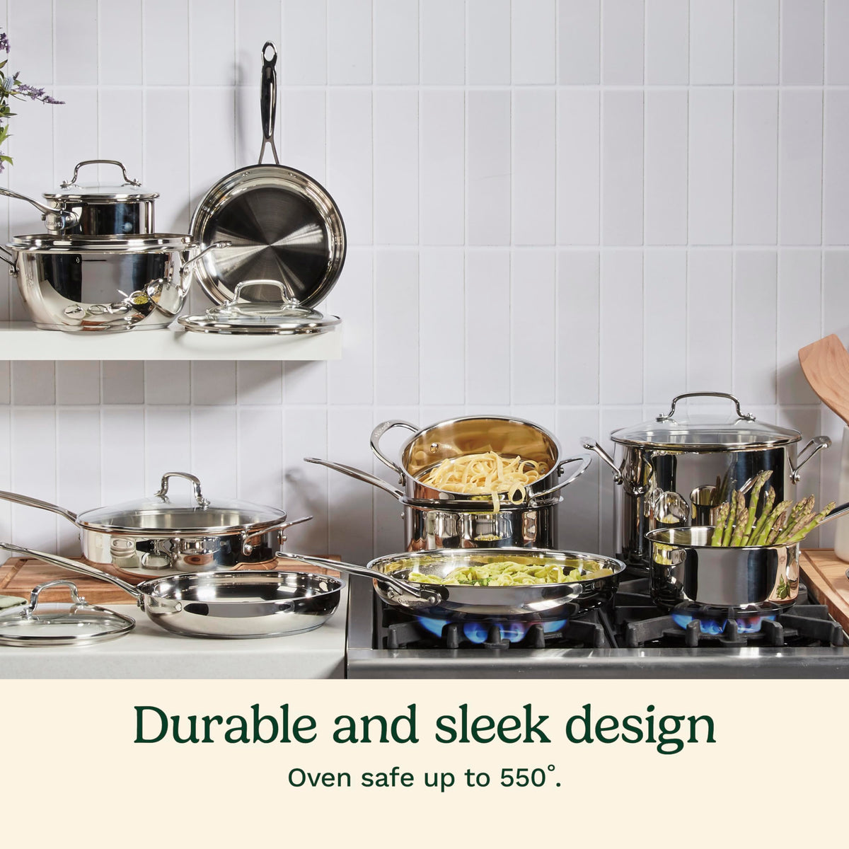 Cuisinart Chef's Classic steel 4-quart dutch oven with glass cover for braising and versatile stovetop use.