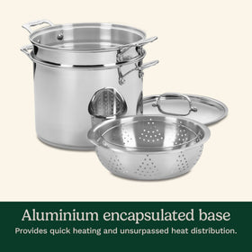 Cuisinart Chef's Classic close-up of cool-grip stainless handles on stockpot.